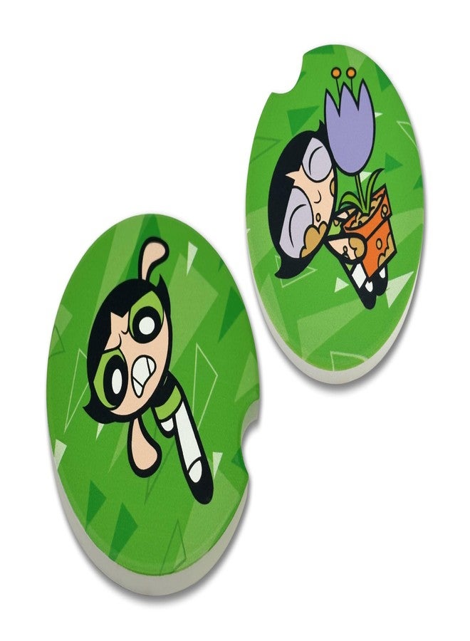 Elektroplate قواعد أكواب سيراميك للسيارات من إليكتروبليت، مرخصة رسميًا، بتصميم باتركاب من فتيات القوة (قطر 2.6 بوصة) | مناسبة لجميع أنواع السيارات والشاحنات وسيارات الدفع الرباعي وغيرها | ماصة للماء، مانعة للانزلاق، متينة | طقم من قطعتين - Image 1